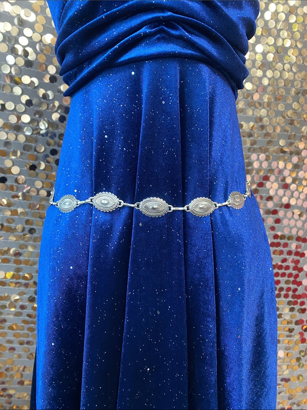 Silver tone chain belt #361